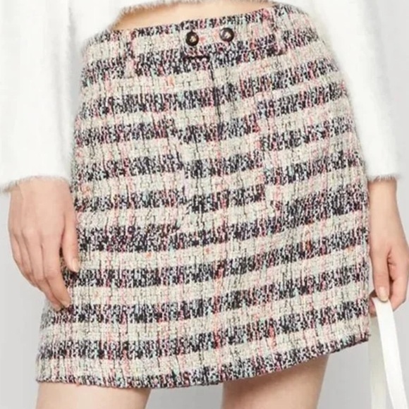 Scotch & Soda Short Mini Tweed Front Pocket A Line Skirt Multi Color Medium NWT - Picture 1 of 15